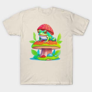 Retro Frog on a Mushroom T-Shirt